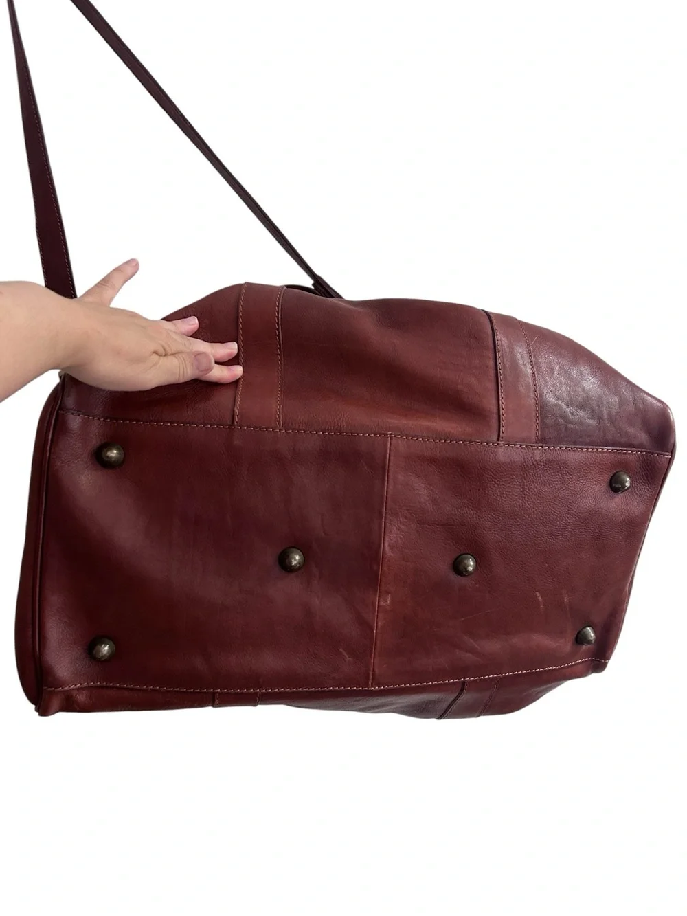 I Medici Firenze Italian Leather Weekender Duffel Bag Cognac Brown Travel Tote